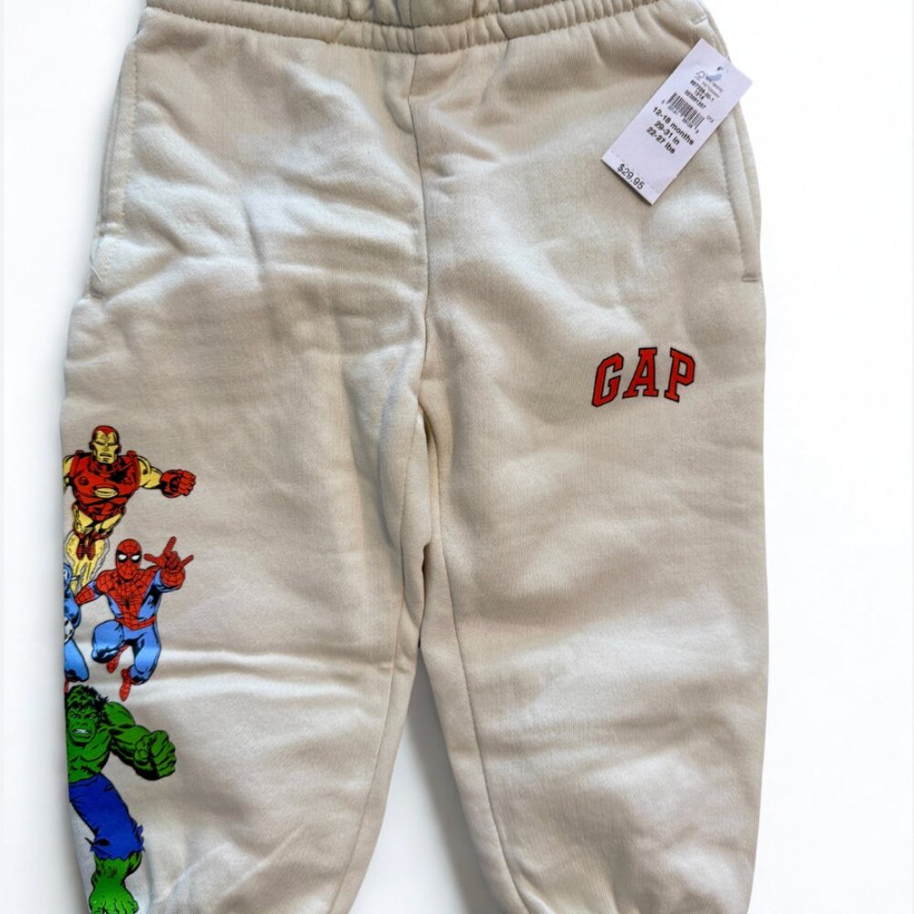 NWT! Size 12-18 Months Gap Baby VintageSoft Marvel Logo Joggers